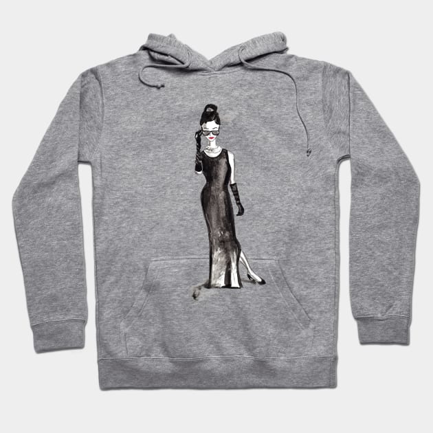 Audrey Hepburn Retro Girl 2 Hoodie by beaugeste2280@yahoo.com